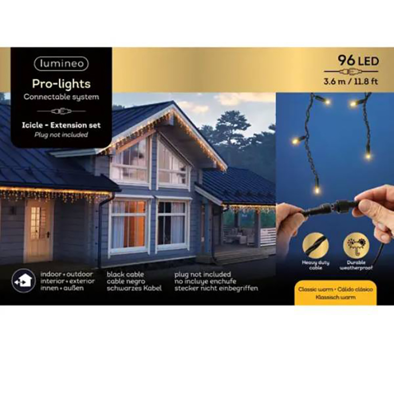 Novogodišnja led rasveta 3,6 m toplo žuta 96 l Pro-lights icicle Lumineo 493714